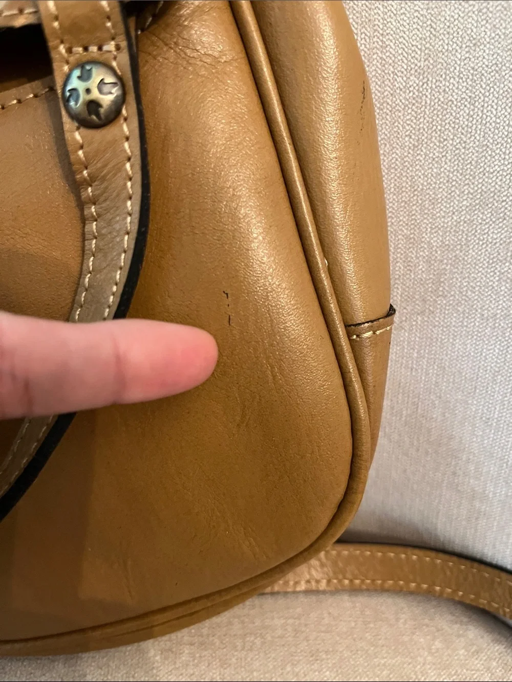 Patricia Nash Tan Floral Tooled Leather Crossbody Bag